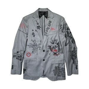 R13 $1,600 SS18 Scribble Doodle Punk blazer